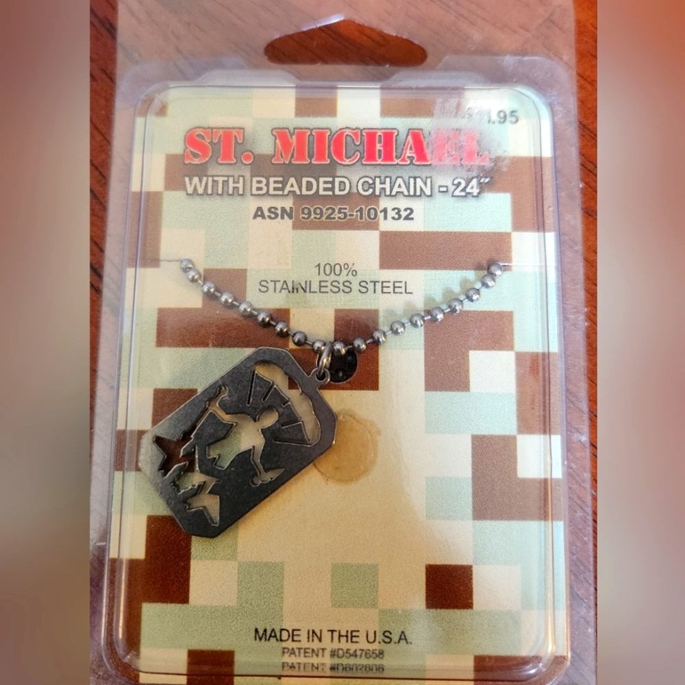 St. Michael Stainless Steel Pendant with Chain